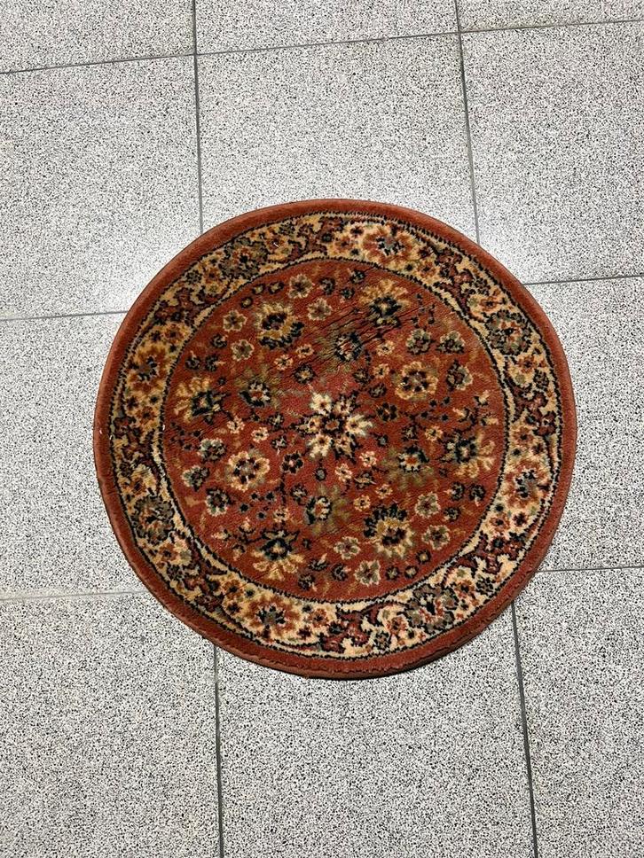 Rond oosters tapijt – bloemenmotief – warme kleuren, Antiquités & Art, Tapis & Textile, Enlèvement