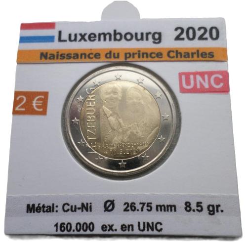 LUXEMBOURG 2 euros, 2020 (version holographique) UNC, Timbres & Monnaies, Monnaies | Europe | Monnaies euro, Monnaie en vrac, 2 euros