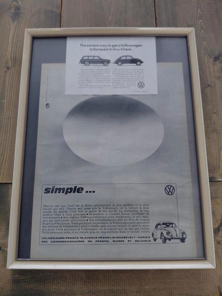 Kader met oude reclame VW kever, Verzamelen, Merken en Reclamevoorwerpen, Ophalen of Verzenden