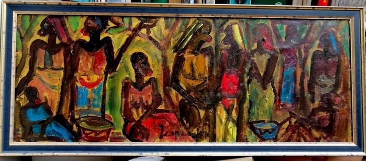 Jespers "" Afrikaanse Markt "" olieverf op doek, Antiek en Kunst, Kunst | Schilderijen | Modern, Verzenden