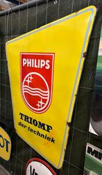 Origineel oud emaille reclamebord Philips Langcat Bussum, Verzamelen, Ophalen, Reclamebord