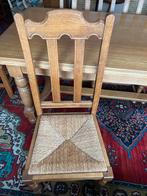 Vintage 6 massief eiken eetkamerstoelen met rieten zitting, Vintage, Brun, Enlèvement, Osier ou Rotin