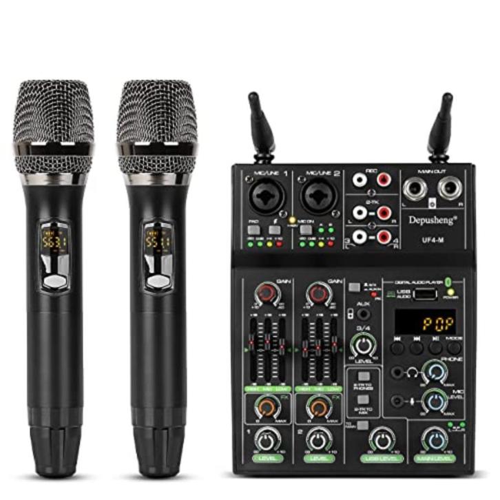 DJ-mengpaneel met twee microfoon,UF4-M Audio Studio Mixer, Muziek en Instrumenten, Microfoons, Zo goed als nieuw, Draadloos, Ophalen of Verzenden