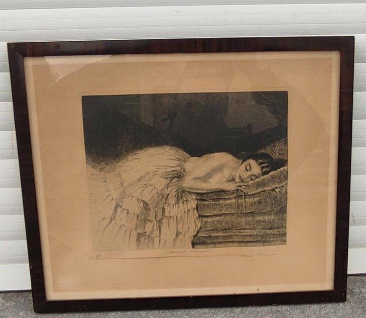 eau forte epreuve d artiste signe henri thomas, Antiek en Kunst, Kunst | Etsen en Gravures, Ophalen of Verzenden
