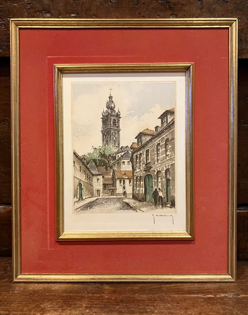 Beffroi de Mons - Roger Hebbelinck, Antiek en Kunst, Kunst | Etsen en Gravures, Ophalen of Verzenden