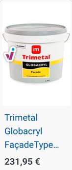 Façade Trimetal Globacrylique 10L Blanc, Bricolage & Construction, Peinture, Vernis & Laque, Enlèvement, Blanc, Neuf