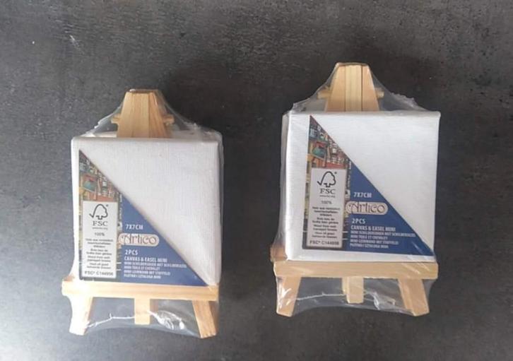 mini canvas en ezel om zelf te schilderen 2 stuks NIEUW, Hobby en Vrije tijd, Schilderen, Nieuw, Ezel, Ophalen of Verzenden