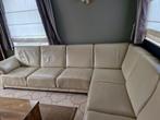 Salon cuir en coin beige, Huis en Inrichting, Zetels | Zetels, Ophalen, Gebruikt, Vierpersoons of meer, Leer