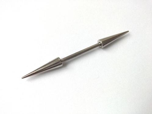 Barbell droit à pointes pour piercing en acier chirurgical, Handtassen en Accessoires, Piercings, Gebruikt, Staal, Ophalen of Verzenden