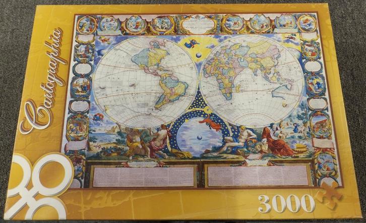 Puzzel - Trefl 3000 - Cartographia, A Map of the Earth 1749, Hobby en Vrije tijd, Denksport en Puzzels, Gebruikt, Legpuzzel, Meer dan 1500 stukjes