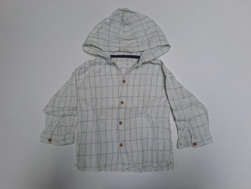 Mt 98 Wit blauw geruit hemd met kap, Kinderen en Baby's, Kinderkleding | Maat 98, Gebruikt, Jongen, Overhemd of Blouse, Ophalen of Verzenden