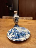 Delfts blauw bord en lamphouder, Verzamelen, Ophalen