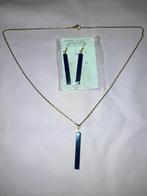 Verguld sterling zilver setje met blauwe amber, Geel, Nieuw, Ophalen of Verzenden, Met edelsteen