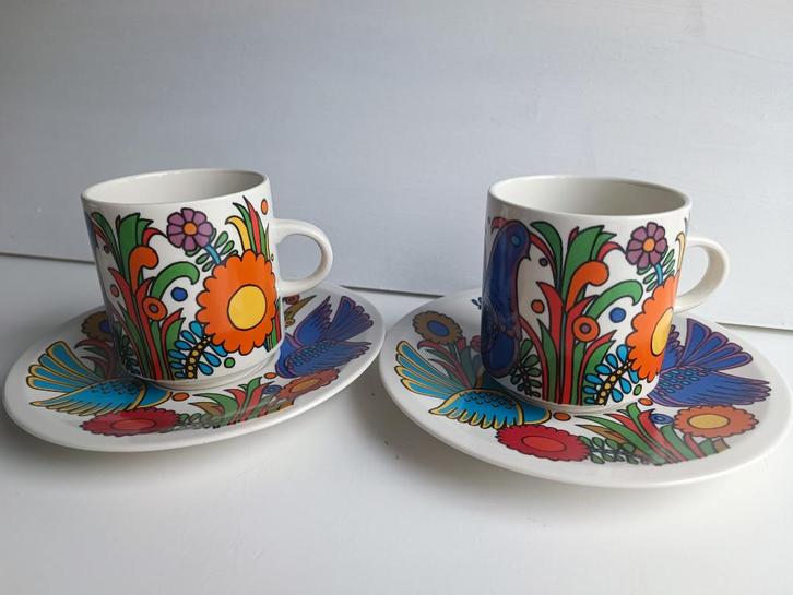 Set van 2 Villeroy & Boch bekers met schoteltjes Acapulco, Antiek en Kunst, Antiek | Porselein, Ophalen of Verzenden