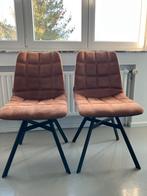 2 chaises design style pro, cognac & anthracite, comme neuf, Maison & Meubles, Chaises, Tissus, Autres couleurs, Comme neuf, Deux