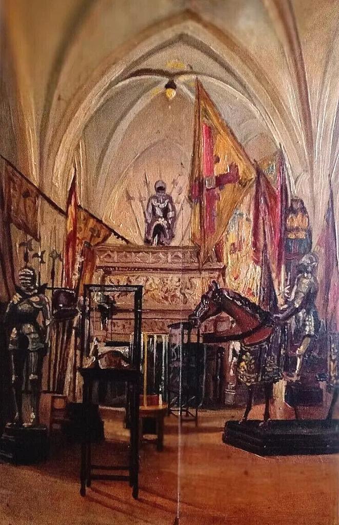 HSP Armour Hall Heraldry Crusades Troubadour 19e eeuw, Antiek en Kunst, Kunst | Schilderijen | Klassiek, Ophalen of Verzenden