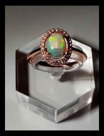 Mooie rosé vergulde zilveren ring met Welo opaal, Nieuw, Ophalen of Verzenden, Met edelsteen, Dame