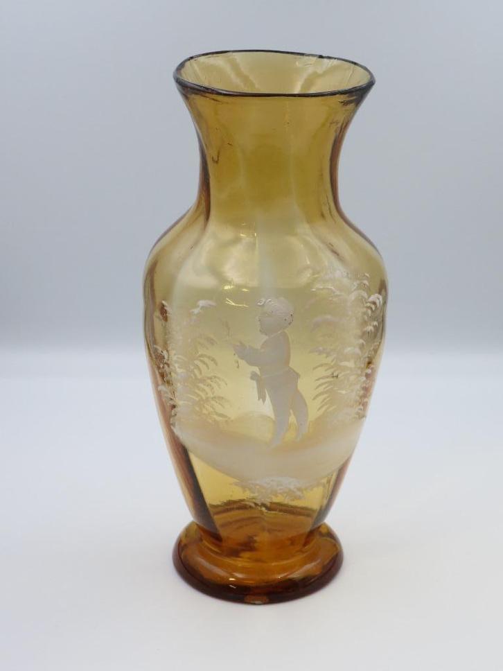 Mary Gregory - oude glazen vaas, Antiquités & Art, Antiquités | Verre & Cristal, Enlèvement ou Envoi