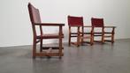 Brutalist Vintage  Eiken Stoel Arts & Crafts Leer, Ophalen