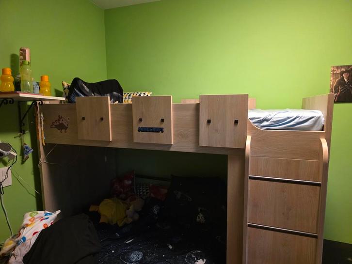 Hoogslaper 90x200 met volledig propere matras, Huis en Inrichting, Slaapkamer | Stapelbedden en Hoogslapers, Zo goed als nieuw