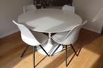 Table à manger ronde et 4 chaises, 100 tot 150 cm, 100 tot 150 cm, Rond, Design