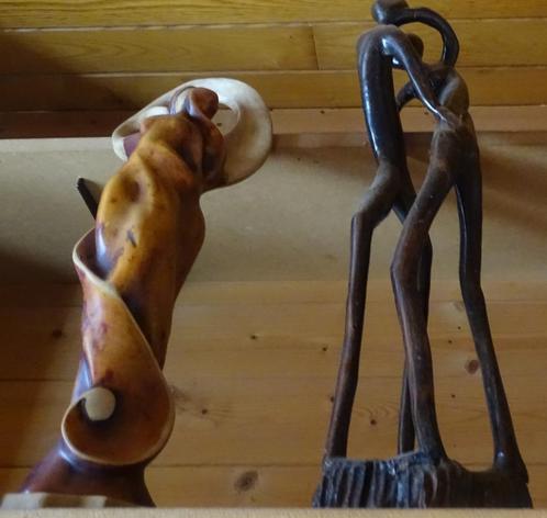 Twee unieke houten beelden, Antiquités & Art, Art | Sculptures & Bois, Enlèvement ou Envoi