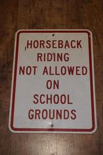 vintage metalen bord paardrijden - 61 cm x 46 cm, Ophalen of Verzenden