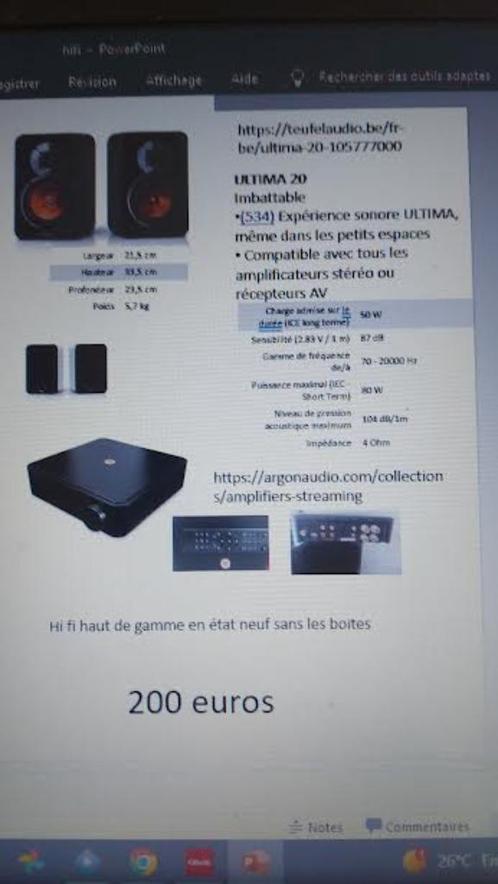 2 HP TEUFEL ET AMPLI ARGO, Audio, Tv en Foto, Versterkers en Ontvangers, Zo goed als nieuw, Stereo, 60 tot 120 watt, Overige merken