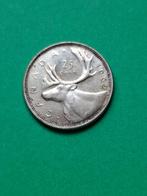1962 Canada 25 cents in zilver Elizabeth II met kariboe, Verzenden, Noord-Amerika, Losse munt, Zilver