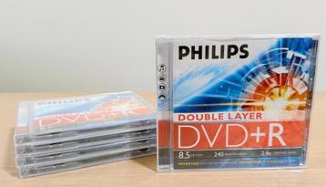 5 x Philips DVD+R DL 8,5 GB in jewelcase / NIEUW en SEALED beschikbaar voor biedingen
