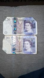 Twee originele Britse £20 bankbiljetten, Postzegels en Munten, Ophalen of Verzenden, Bankbiljetten