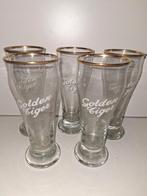 5x oude bierglazen GoldenTiger bier brouwerij Deblieck Aalst, Ophalen of Verzenden