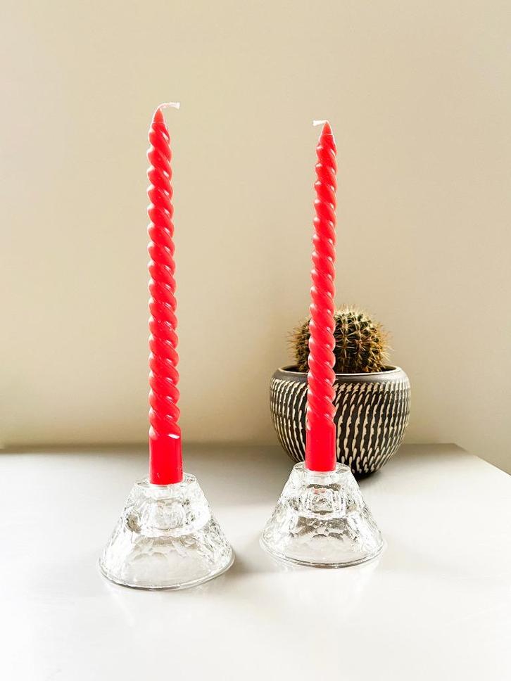 Vintage Luminarc glazen kandelaars retro, Huis en Inrichting, Woonaccessoires | Kandelaars en Kaarsen, Gebruikt, Kandelaar, Minder dan 25 cm