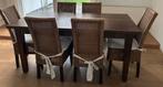 tafel met 6 rieten stoelen, Huis en Inrichting, Ophalen, Gebruikt, Modern, 4 tot 6 stoelen