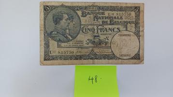 BELGIE 5 FRANK 1929 beschikbaar voor biedingen