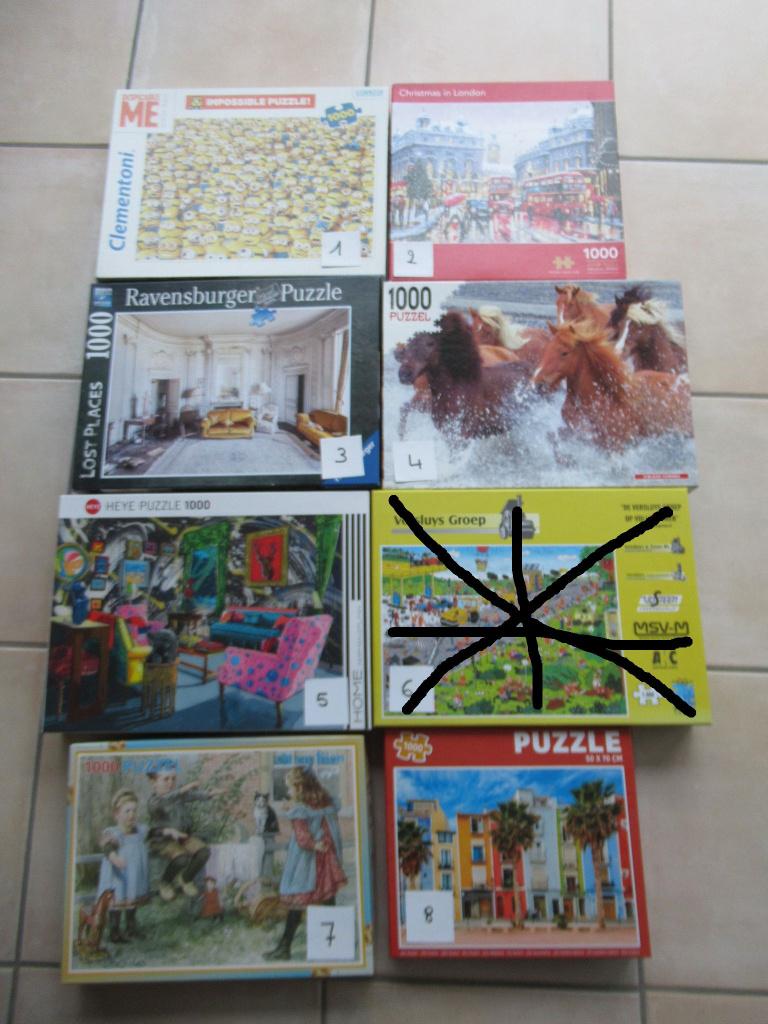 Verschillende volledige leuke puzzels van 1000 stukjes, zgan, Ophalen, 500 t/m 1500 stukjes, Zo goed als nieuw, Legpuzzel