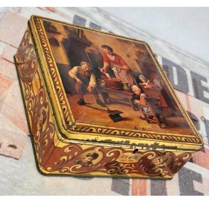 Oud Antiek Blik Demaret Chocola De Loose 1950 met slot, Verzamelen, Blikken, Zo goed als nieuw, Ophalen of Verzenden