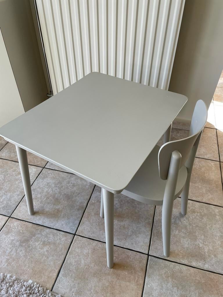 Vintage houten tafeltje en stoeltje, Ophalen, Gebruikt