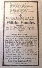 Duits bidprentje voor grenadier Wilhelm Rammler, Ophalen of Verzenden