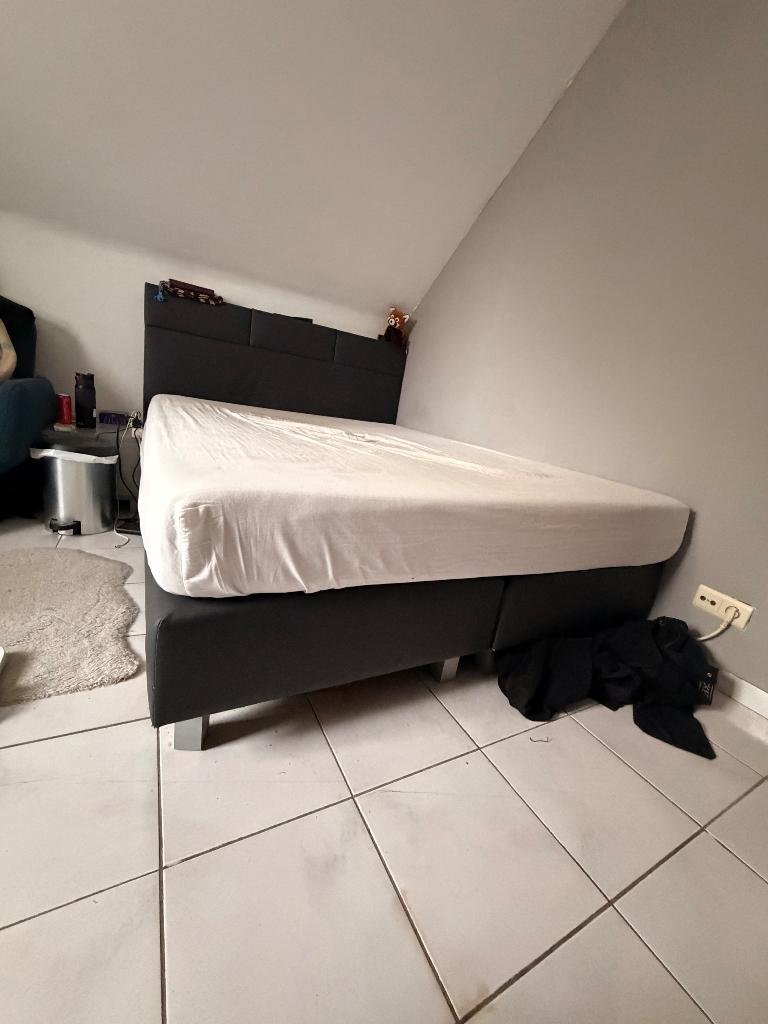 2-persoonsbed, Maison & Meubles, Chambre à coucher | Lits, Neuf, Gris, Tissu, Enlèvement