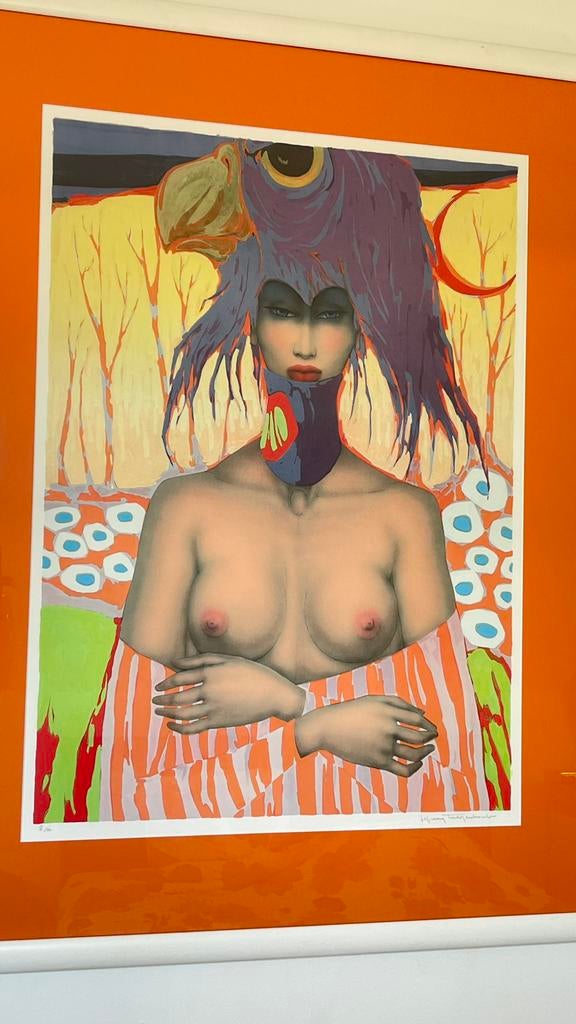 Jef Van Tuerenhout “Femme au chapeau oiseau”, Antiek en Kunst, Ophalen