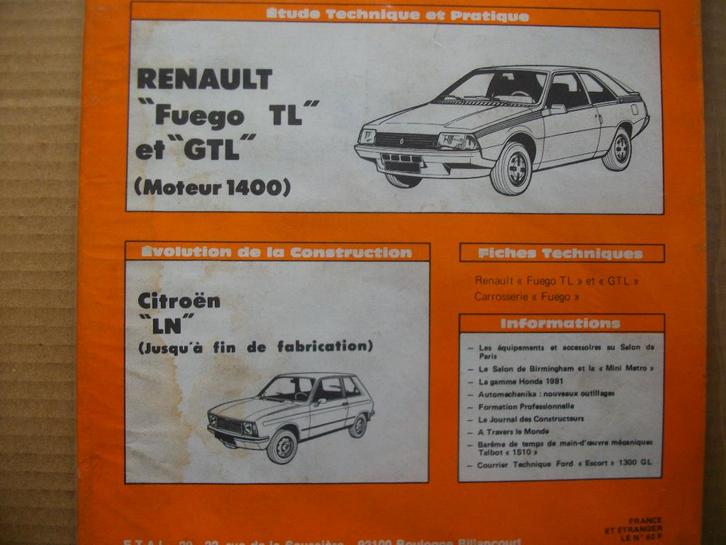 revue technique renault fuego, Auto diversen, Handleidingen en Instructieboekjes, Ophalen of Verzenden