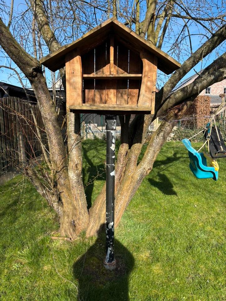 Mangeoire à oiseaux en bois sur poteau, robuste et lourde, Jardin & Terrasse, Maisons & Bains d'oiseaux, Utilisé, Enlèvement