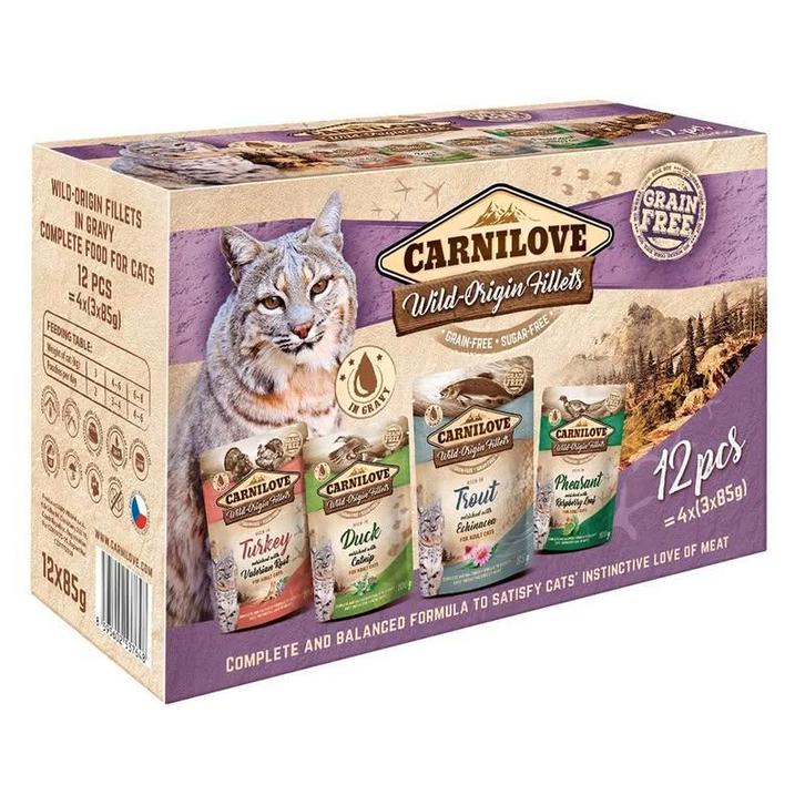 Carnilove Wild Origin Fillets 12 x 85 g Natvoer Kat, Animaux & Accessoires, Nourriture pour Animaux, Chat, Envoi