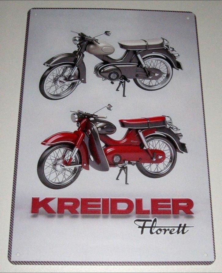 KREIDLER : Metalen Bord Classic Kreidler Florett Brommer, Verzamelen, Merken en Reclamevoorwerpen, Nieuw, Reclamebord, Verzenden