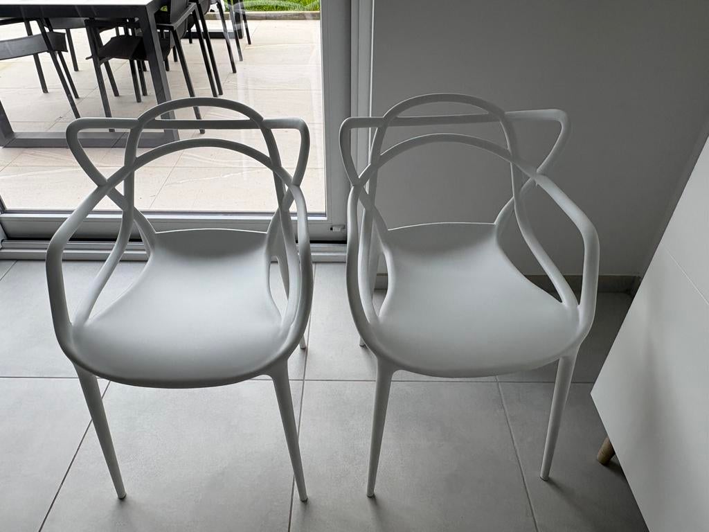 Stoel in witte hars, Tuin en Terras, Tuinstoelen, Ophalen, Gebruikt