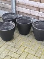 4 potten zwart natuursteen 35 cm hoog. 37 diameter, Tuin en Terras, Ophalen