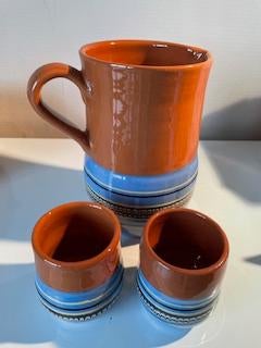 karaf en 6 bekers handmade, Nieuw, Ophalen of Verzenden, Overige stijlen, Kop(pen) en/of Schotel(s)