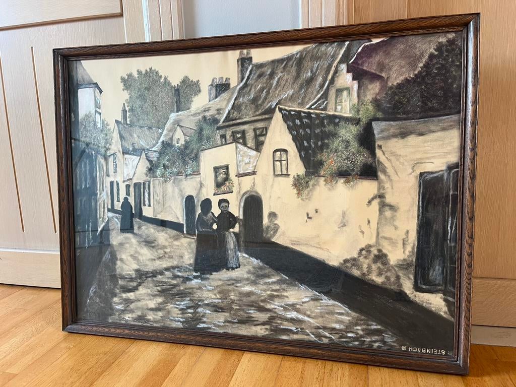 Kleuren houdskool begijnhof Gent, Antiquités & Art, Enlèvement