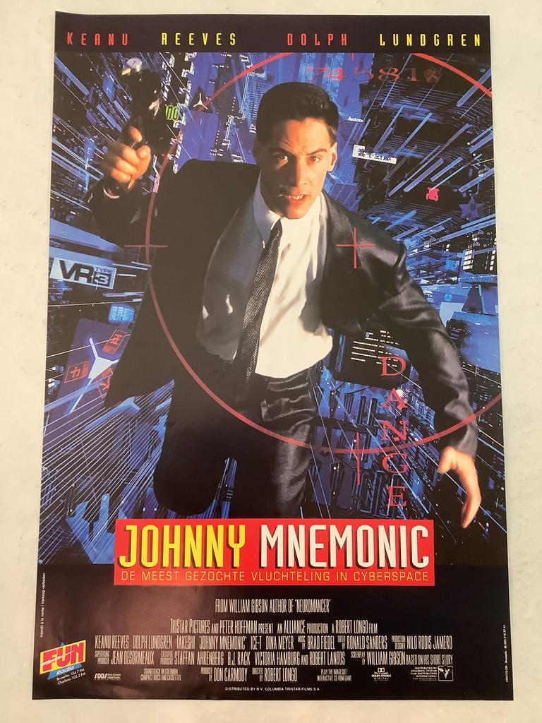 JOHNNY MNEMONIC   FILMPOSTER   33-50 cm, Verzamelen, Posters, Ophalen of Verzenden